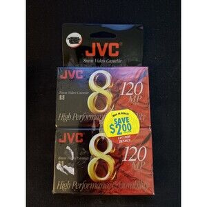 JVC MP 120 Min Video 8 / 8mm Blank Camcorder Videotapes - 2 Pack - Brand NEW